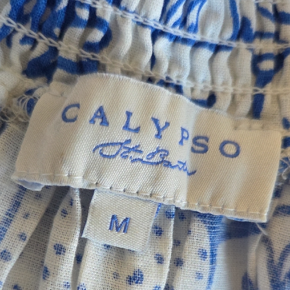 {Calypso St Barth} Coastal Sails Linen Blend Maxi Skirt (Medium) - Picture 8 of 12
